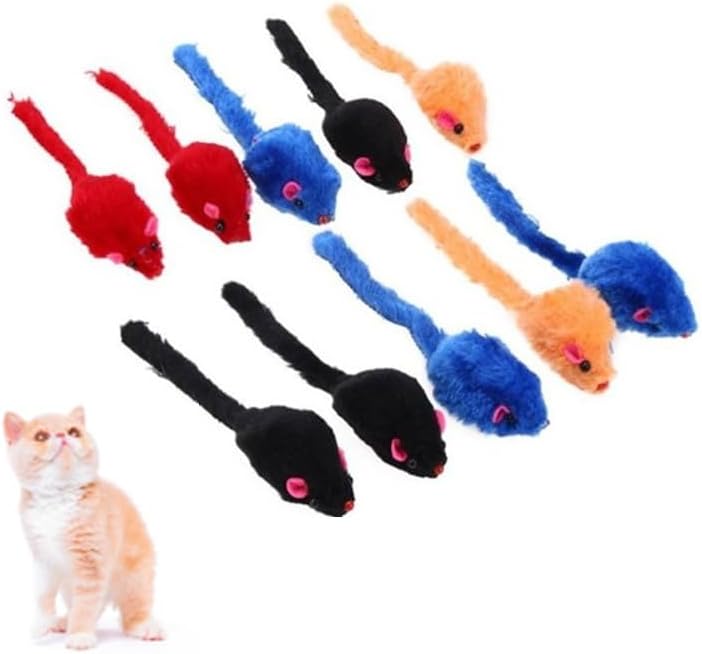 10pcs Mini Colorful Plush Cat Toys - Mice for Cats & Kittens