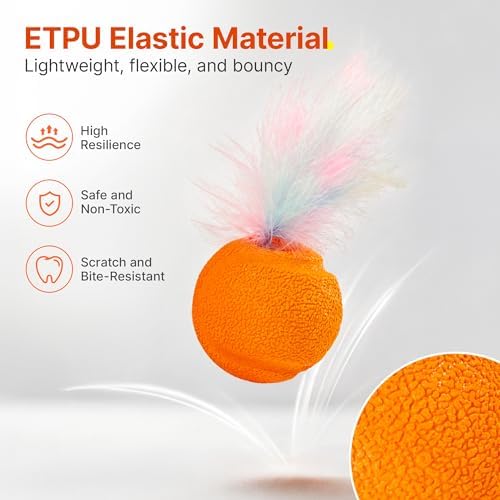 Potaroma Touch Activated Chirping Cat Toys Balls with Feather