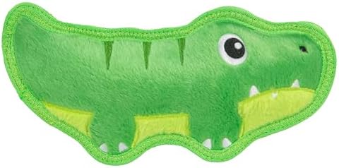 Outward Hound Tough Skinz Dog Toy, Durable Plush with 2X Lining, No Stuffing, Jumbo Squeaker, Alligator, 9.5"