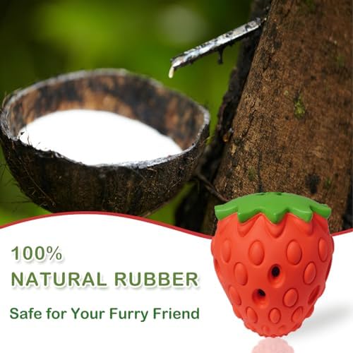 Strawberry Dog Puzzle Toy, Interactive Dog Toys for Small Medium Large Breed, Treat Dispensing Dog Toys, Pet Chew Toys for Moderate Chewers, Dogs Birthday Gifts (Red)