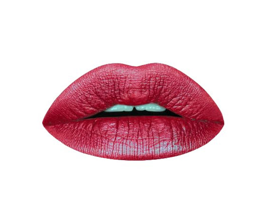 Aromi Dark Red Metallic Liquid Lipstick | Ruby Maroon Lip Color with Shimmery Finish, Vegan, Cruelty-free, Smudge Proof, Long-Lasting, Handmade (Candy Apple)