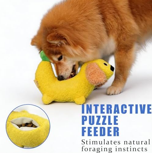 Plush Banana Dog Squeaky Toys, Stuffed Dog Chew Toys for All Breeds