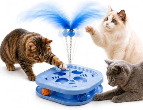 Interactive Cat Toys for Indoor Cats, 2-in-1 (Blue)