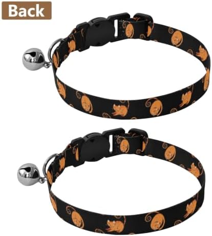 2 Pack Dog Collar Orange Cats Black Bell Collar for Small Dogs, Adjustable Length 10.6" to 17.1"