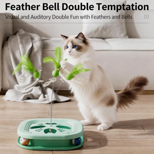 Interactive Cat Toys for Indoor Cats, 2-in-1 (Green)