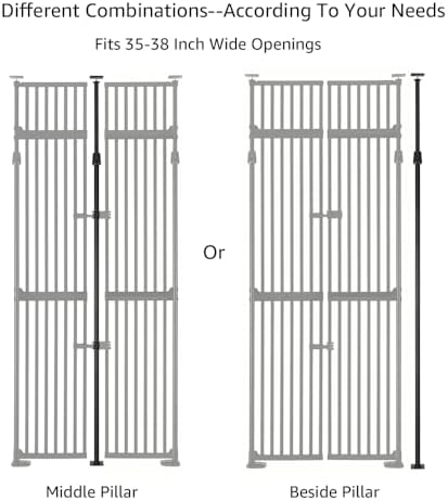unipaws 86" High Extra Tall Cat Gate, Auto Closing and No Drilling, Black | Fit for 35"-38" Wide and 86"-98" Height Opening, Safety Gate for Doorway Hallway Stairs, Cat Dog Proof, Indoor Use