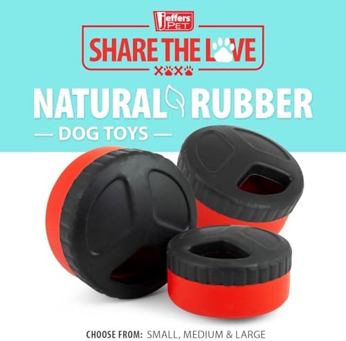 Jeffers Pet Natural Rubber Dog Chew Toy – Red Hocky Disc, Large – Treat Dispensing, Vanilla Scent, Durable, Non-Toxic, Dishwasher Safe, Interactive Fetch & Tug Toy - Perfect for Training