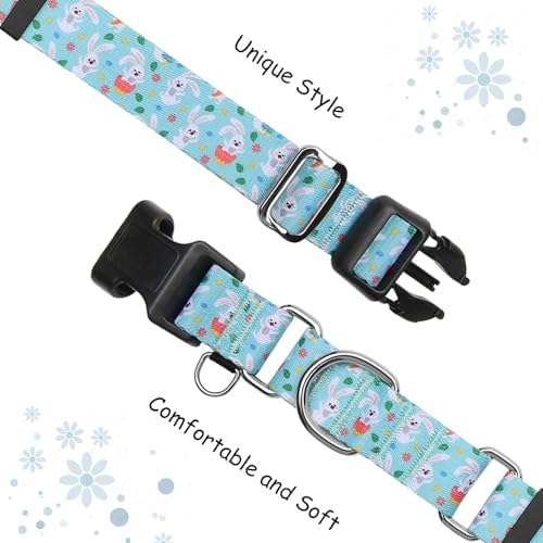 Easter Martingale Collar for Dogs with Buckle Bunny Dog Collar Adjustable Soft Nylon Girl Dog Collars for Small Dogs, Green Rabbit