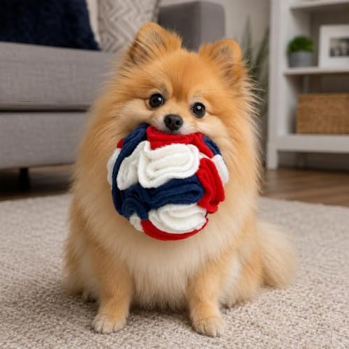 Glory To Dog Puppy/Small Breed Snuffle Ball Toy Celebration Red White Blue