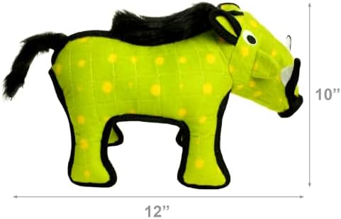 TUFFY - World's Tuffest Soft Dog Toy - Desert Warthog Green- NO Squeakers - Multiple Layers. Made Durable, Strong & Tough. Interactive Play (Tug, Toss & Fetch). Machine Washable & Floats
