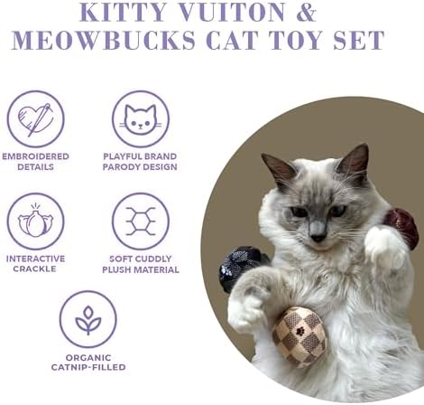 Haute Diggity Kitty Vuiton Balls + Meowbucks Catpuccino Soft Plush Cat Toys