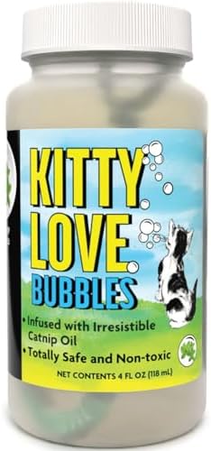 Kitty Love Bubbles: 2 Pack Catnip Scented - 4oz Bottles, Catnip Infused Long Lasting Bubbles for Cats, Non-Toxic & Allergen-Free, Combine Toy & Treat