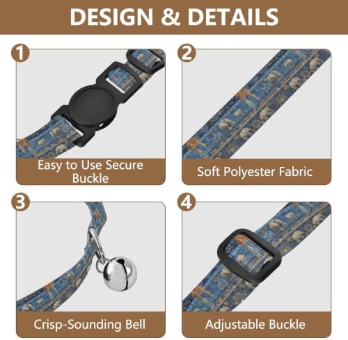 Giraffes Elephants Dog Bell Collar 2 Pack Puppy Collar Adjustable 10.6 to 17.1 Inches