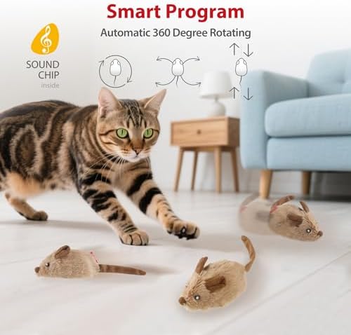 Gigwi Interactive Cat Toys for Indoor Cats, Cat Mouse Toy with Electronic Realistic Squeaky Sound