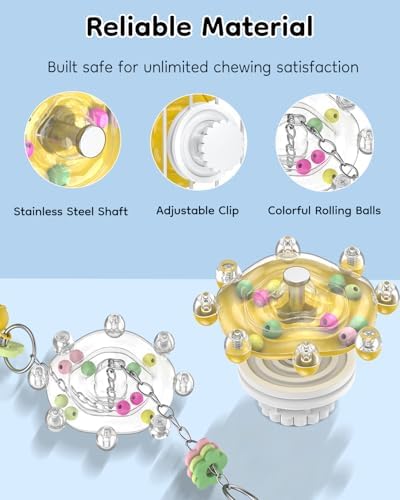 Pawfly 2 Pcs Bird Toys for Parakeets, Colorful Spinning Wheel Chew Toys, Interactive Spinner Rattle Parrot Toys, Cockatiel Toys, Parakeet Toys, Bird Cage Accessories for Entertainment Chewing Exercise
