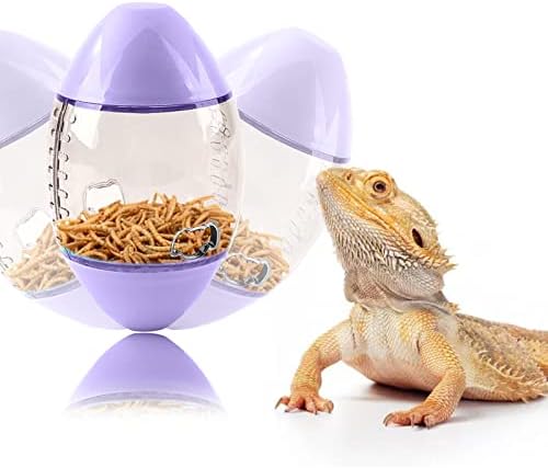 ALI2 Bearded Dragon Feeder Toy Rugby Shape, Reptile Interactive Enrichment Toy for Lizard, Gecko and Small Animals
