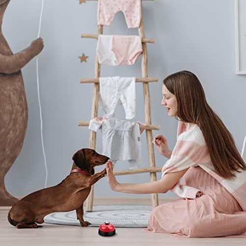 Comsmart Dog Puppy Cat Kitten Potty Training Bells, 2 Metal Dog Paw Print Bells with Non-Skid Rubber Base for Pet Interactive Game Toys Tell Bells, Service Bell for Hotel School Bar Shop Restaurant