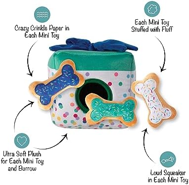 Fringe Studio Plush Dog Toy Set, Interactive Hide and Seek Play, All About The Gifts, Pet Shop Collection (289237)