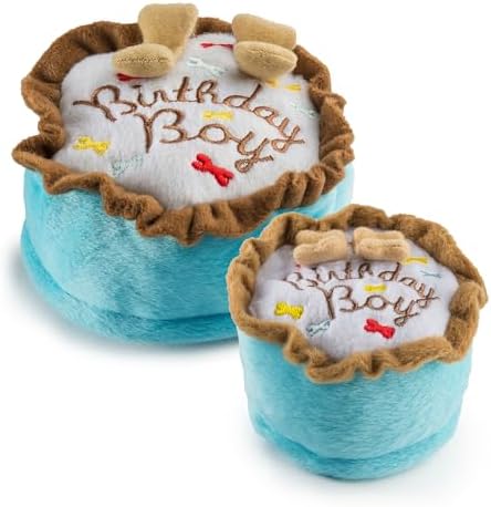 Haute Diggity Dog Birthday Boy Cake Plush Dog Toy, Funny Stuffed Dog Toy