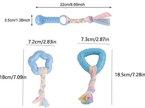 Dog Chew Toys, 7pcs Dog Puppies Teething Chewing Toy Set with Ball and Colorful Ropes, Interactive Pet Toys for Small and Medium Dogs (Blue)
