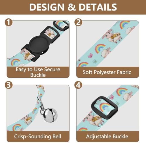 Cute Cartoon Sheeps Kitten Collars 2 Pack Soft Polyester Pet Collar Adjustable Length 10.6" to 17.1"