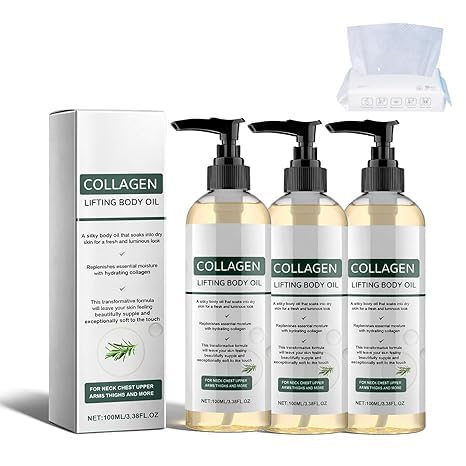Orelvique Collagen Oil, Collagen Lifting Body Oil After Shower, Gentle Natural Formula Suitable for Sensitive Skin, Smooths the Appearance of Fine Lines and Wrinkles (3PCS)