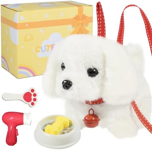 Plush Toys Walking Dog Toys that Can Walk, Bark and Wag Tail,Interactive Electronic Pet Toys Puppy with Leash,Easter Christmas Birthday Gift for Toddlers Kids