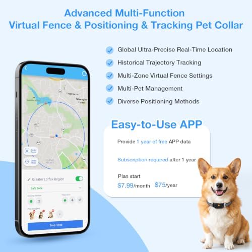 Electric Dog Fence,Wireless Virtual Fence Dog Collar,Smart GPS Dog Collar