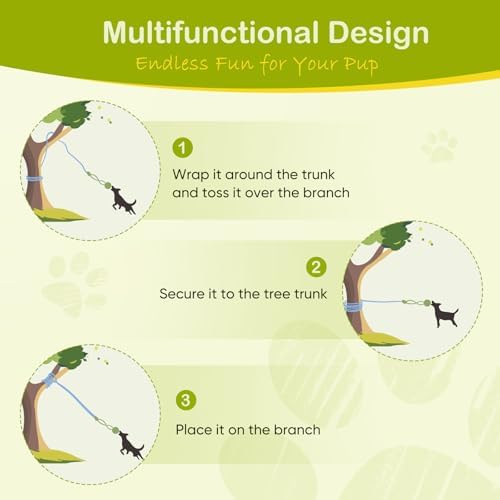 Outdoor Dog Bungee Tug Toy,Interactive Tug of War Toy for Small/Medium/Large Dogs,Tree Tuggerr Toys，Hanging from Tree Toy for Exercise Solo Play (Large)