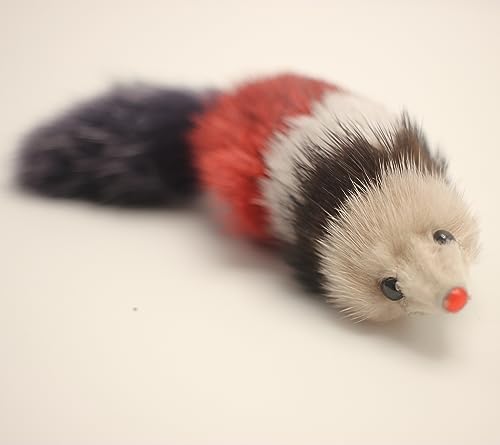 Fosrion Real Mink Fur Cat Toy with Three Section Retractable Carbon Fiber Rod for Cats (3 Mink Fur Mouse, Only Tail)