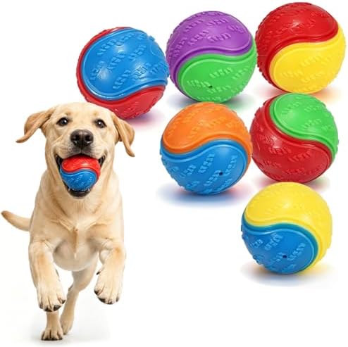6Pcs Glow Rubber Dog Balls, 2.5 Inch for All Dogs
