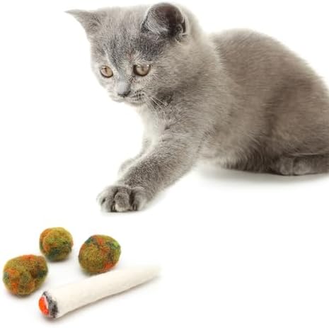 Glaciart One Catnip Joint & Buds Cat Toy Set | Crack for Funny Kittens, Stimulating Cat Toys for Boredom, Exercise & Play | Filled w/Organic Catnip to Excite/Calm Kitty | Organic Idea