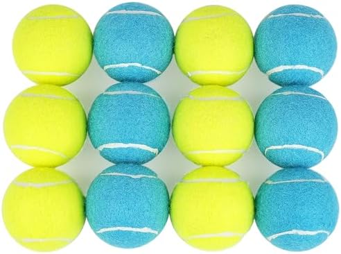 PrimePets Squeaky Dog Tennis Balls 12 Pack, 2.5” Durable High-Bounce Tennis Balls for Dogs, Dog Ball for Fetch & Training, Outdoor Interactive Dog Toy Ball for Small and Medium Dogs