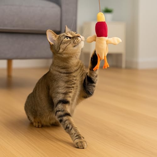 SPOT Skinneeez Stuffing-Free Forest Friends Cat Teaser Wand Toy with Catnip – Interactive Play for Cats and Breeds, Assorted Characters, 12-Inch