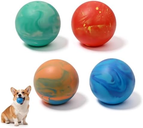 Squeaky Dog Balls, 4 Pack Soft Latex Small Dog Toys for Puppies Small Breeds, 2.0" Interactive Bouncy Fetch & Chew Toys for Puppy Training and Playing