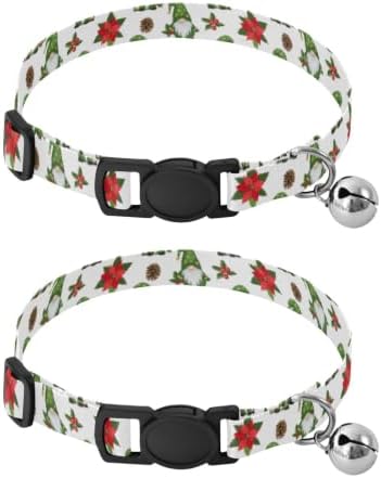 Cute Gnomes Green Hats Cats Collar 2 Pack Collars for Cats Adjustable Length 10.6" to 17.1"