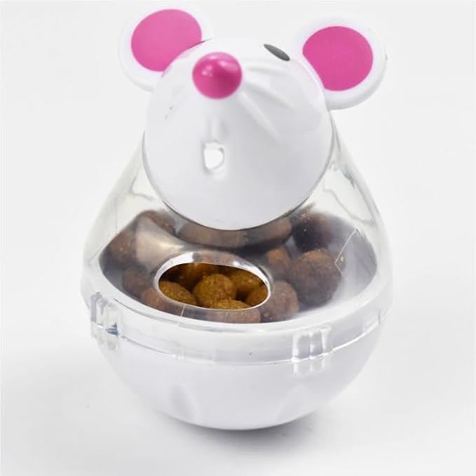 Beige Interactive Toys for Cats, Play Cat Toy Pet Cat Kitten Mouse Shape Treat Holder Food Storage Dispenser Chew Play Toy for Indoor and Kitten Exercise Mice and Animals Toys