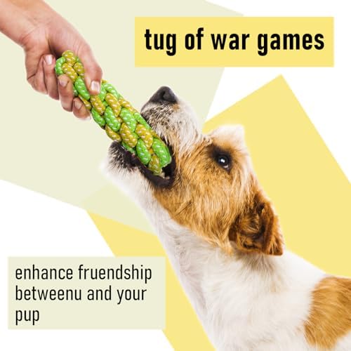 12 Pack Dog Squeaky Toys, Interactive Plush Chew Toys with Rope