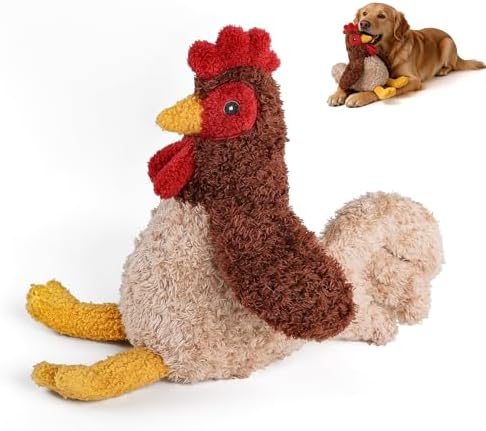 ALL FOR PAWS Rooster Squeaky Dog Toy, Plush Dog Toy for Small Medium Large Dogs, Chicken Fetch Toy with Squeaker & Crinkle, 9.1 x 5.5 x 11.4 inches