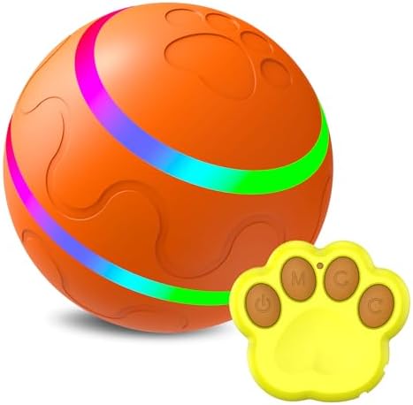 Ball Toy for Dogs, Waterproof Interactive Dog Toys Ball, Automatic Moving Dog Toy for Keep Them Busy, Remote Control Shaking Pet Ball, USB Rechargeable (Orange,with Remote Control)
