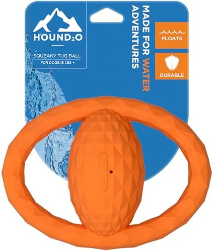 Squeaky Tug Ball - Floating Outdoor Dog Toy - Orange
