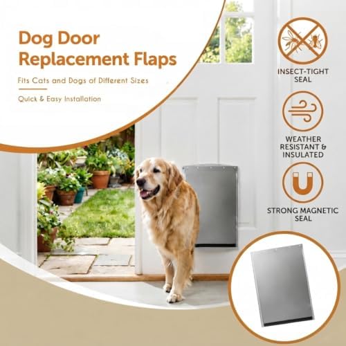AMZOO Medium Dog Door Replacement Flap PetSafe 8 1/8”x12 7/8” 2 Packs | Compatible Freedom PAC 11-11038 Pet Door Flaps Magnetic Closure Weather-Resistant Durable Non-Toxic Silicone Easy Install