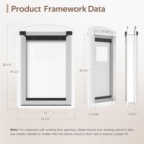 Large Dog Door for Exterior & Interior Doors with Steel Frame