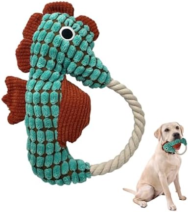 Plush Wrinkled Squeaky Dog Toy,2-Pack The Best Durable Teething Puppy Rope Chew Toy Keeps Them Busy Playing Hide-and-Seek Suitable for Puppy, Medium Dogs and Large Dogs (Blue)