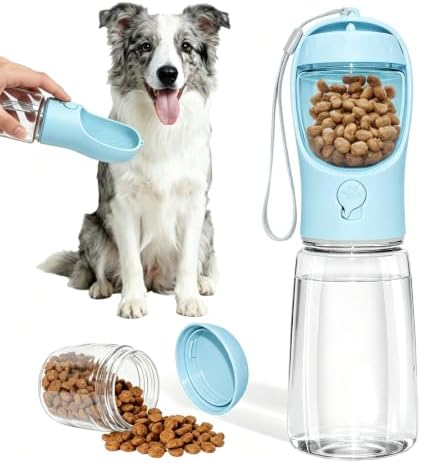Portable Dog Water Bottle with Food Container, Drinking Bottle for Travel