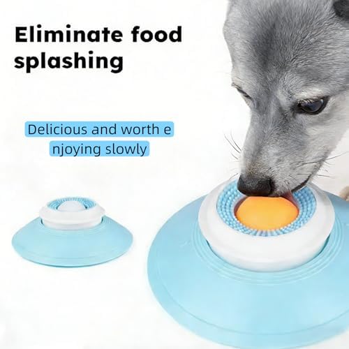 Dog Cat Licks Toys, Pet Lick Bowl for Dogs Cats, Anxieties Relief Slow Feeder, Non-Slip Dog Licks Roll Ball Treat Dispenser, Bowl Enrichment Toys to Keep Them for Liquid Food (Yellow)