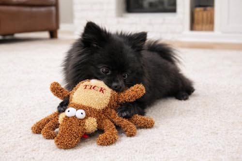 Tick Dog Toy Small - Soft Plush - Squeaky Dog Toy Plush - Brown - 6" - Officially Licensed