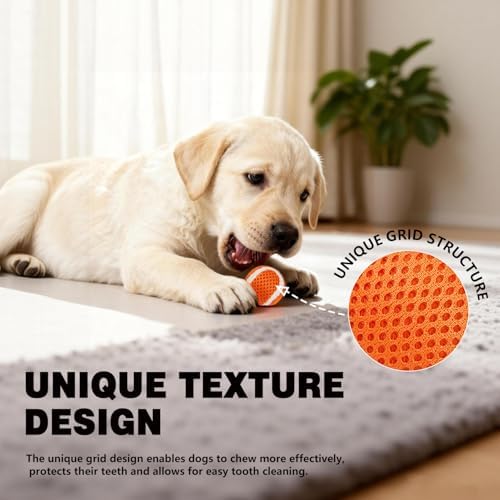 MECOOL 1.57 Inch Small Tennis Balls for Dogs - 20 Pack Durable Mesh Chew & Fetch Balls, Interactive Dog Toy Balls for Small Medium Breed Puppies, Tough Chew Toys,Orange and Blue