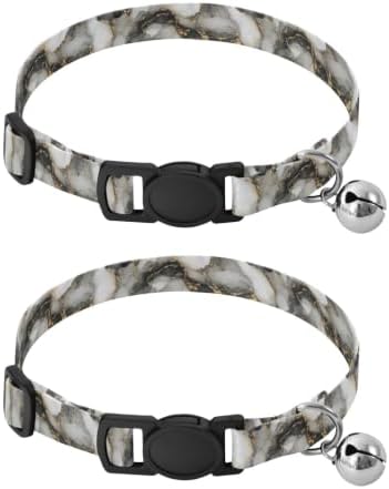 Marble Black Easy to Clean Pet Collars 2 Pack Comfortable Cat Collar