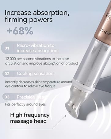PHOFAY Anti-Wrinkle Moisturizing Eye Cream 14ml / 0.5 fl oz – Smart Sensor Electric Massager, Lightweight & Fragrance-Free Formula, Quick Absorption, Suitable for Sensitive Skin (S001)